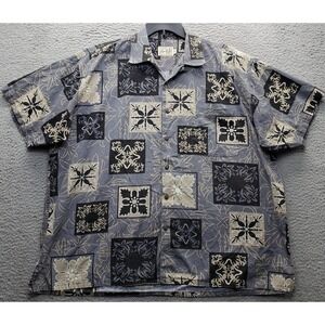 Eddie D Hawaiian Shirt Mens 2XB Multi Geometric Long Sleeve Collared Button-Up